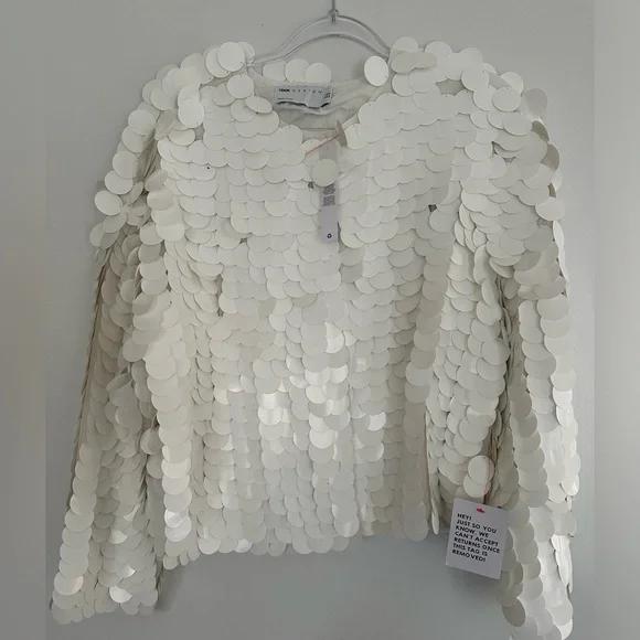 ASOS DESIGN DISC SEQUIN FESTIVAL WHITE NWT SIZE 10 - Picture 4 of 5